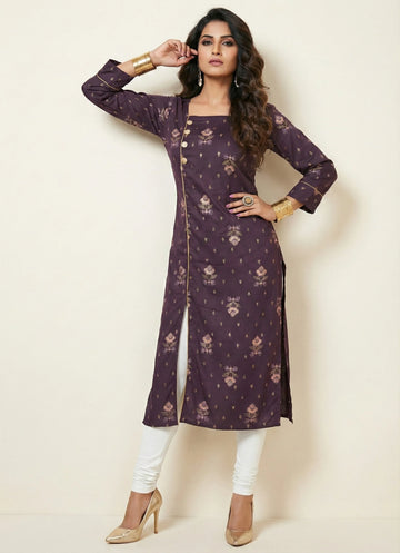 Potent Purple Floral Printed Kurta- 52413K