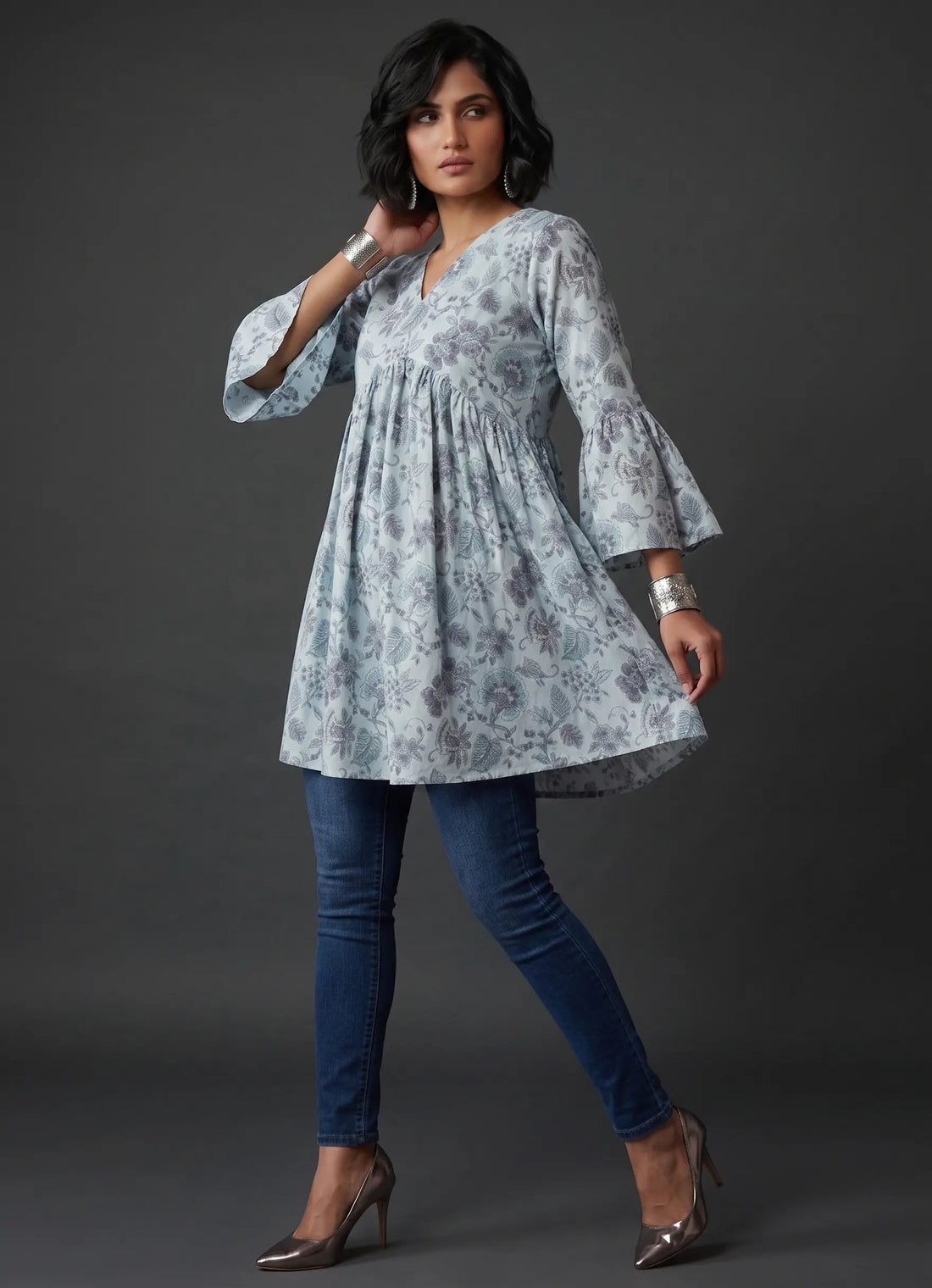 Misty Blue Floral Top