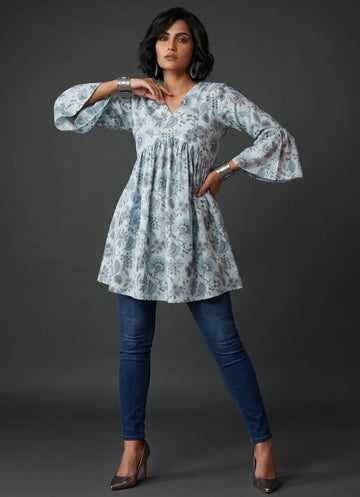 Misty Blue Floral Top