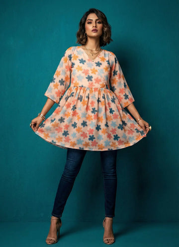 Blush Pink Floral Printed Top -52435T