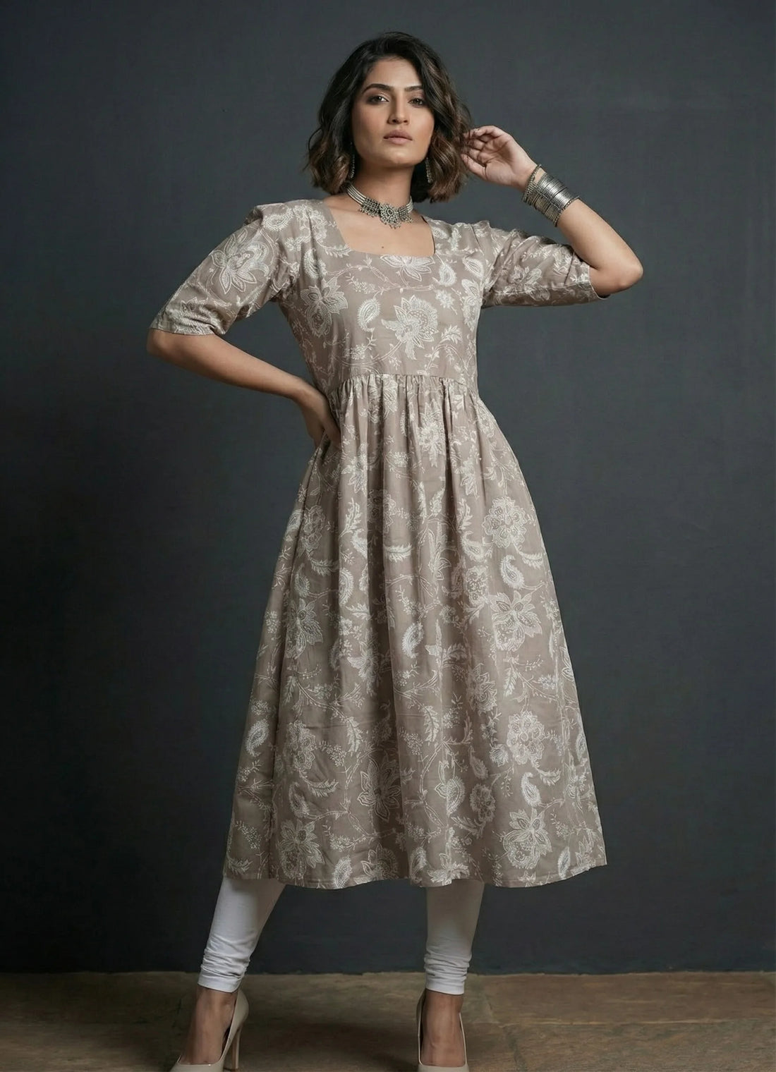 Warm Sand Rayon White Kalamkari Printed Kurta - 52457K