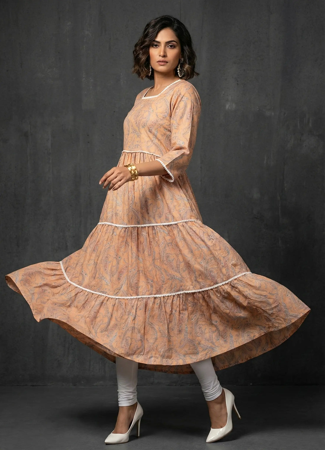 Sunset Gold Blue Kalamkari Printed Kurta -52458K