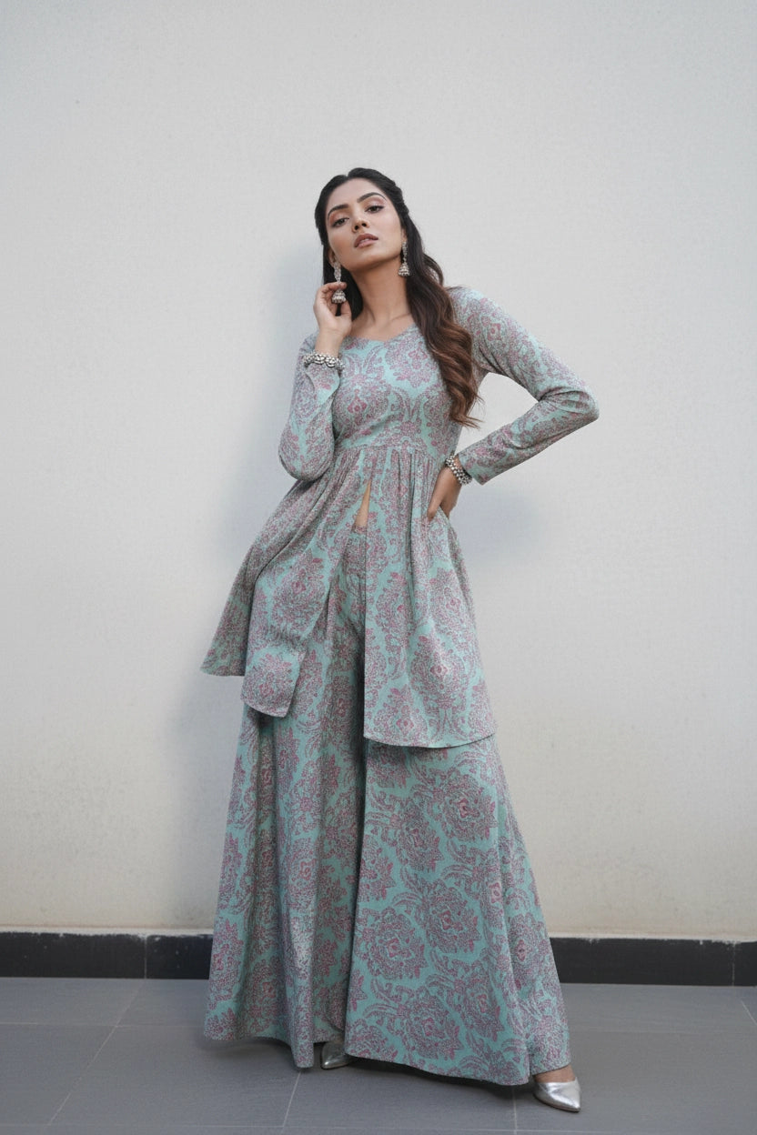 Teal Blossom Co-Ord Set