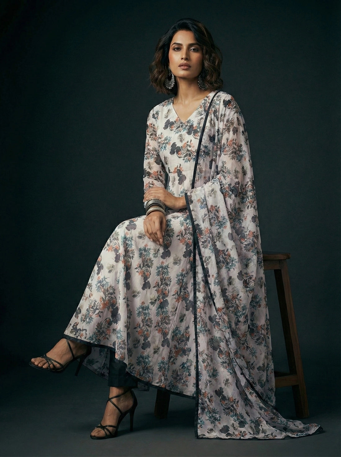 Noir Bloom Anarkali - 52473A