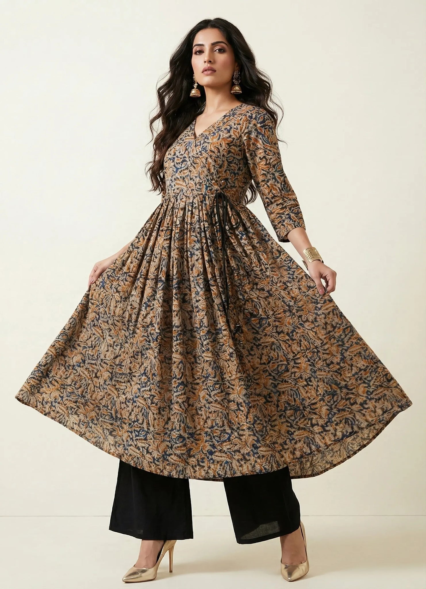 white christmas dresses Mustard Kalamkari Anarkali Set – Vastrasuka