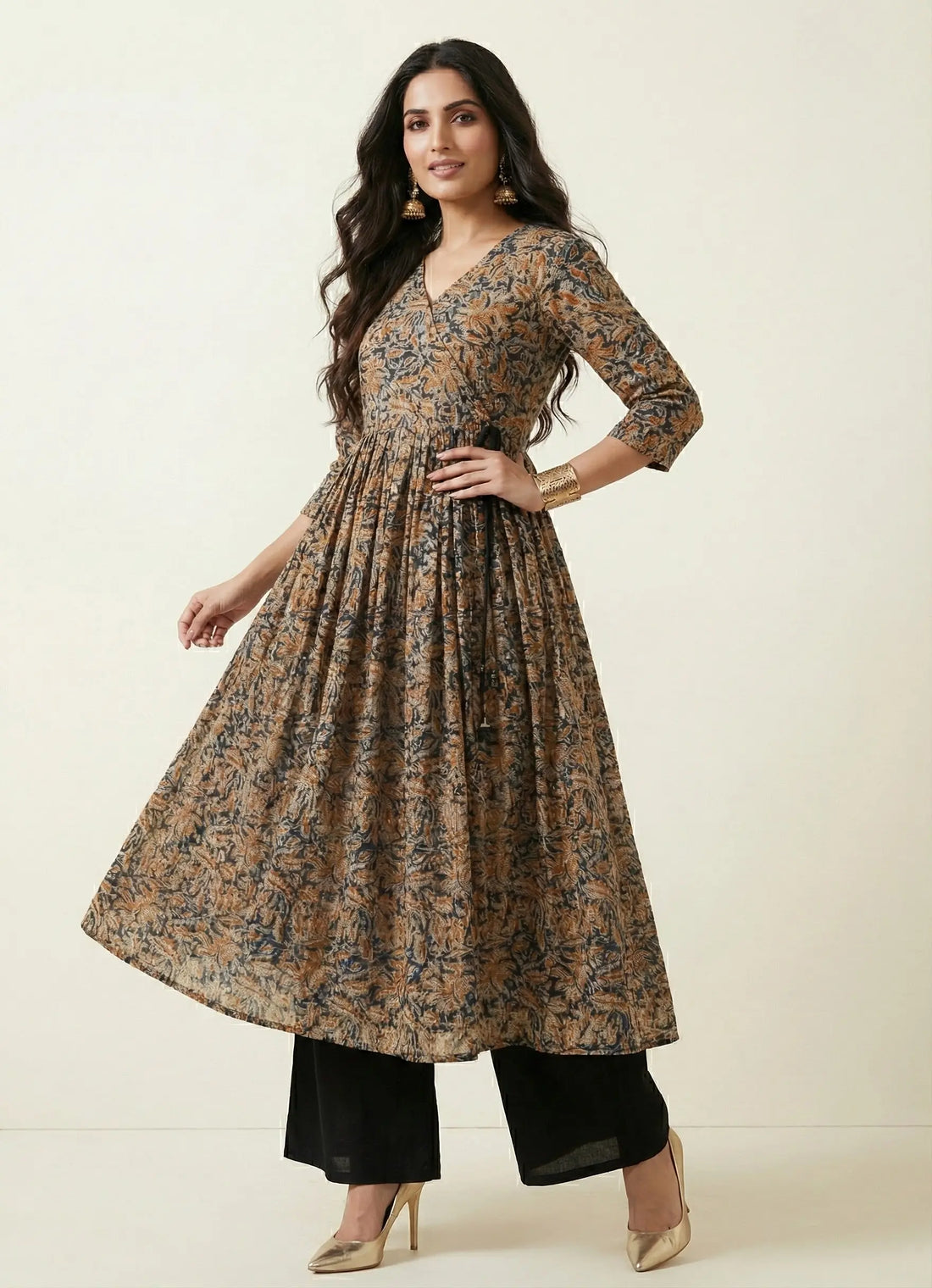 Midnight Kalamkari Anarkali - 52476A