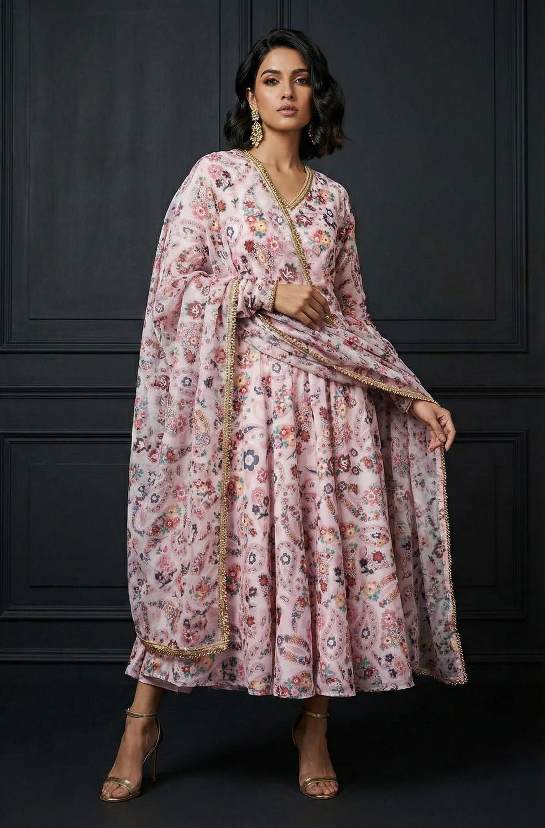 Paisley Bloom Anarkali Set - 52480A