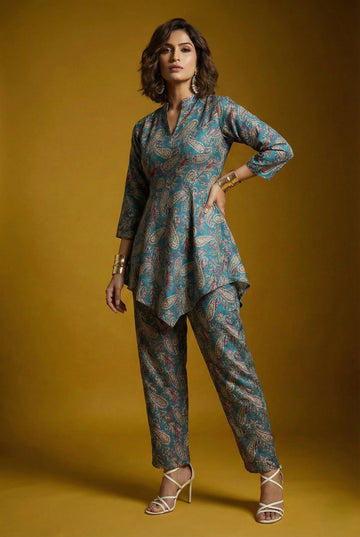 Teal Paisley Charm Set