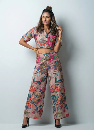 Pearl Khaki Floral Co-ord Set