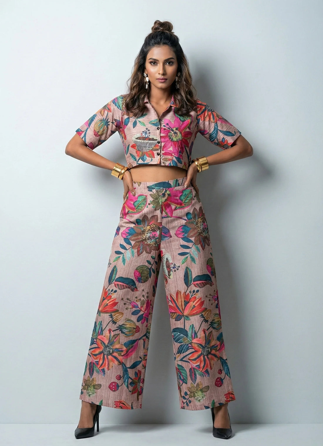 Pearl Khaki Floral Co-ord Set