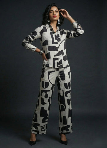 Abstract black and white Co-ord Set- 52582C