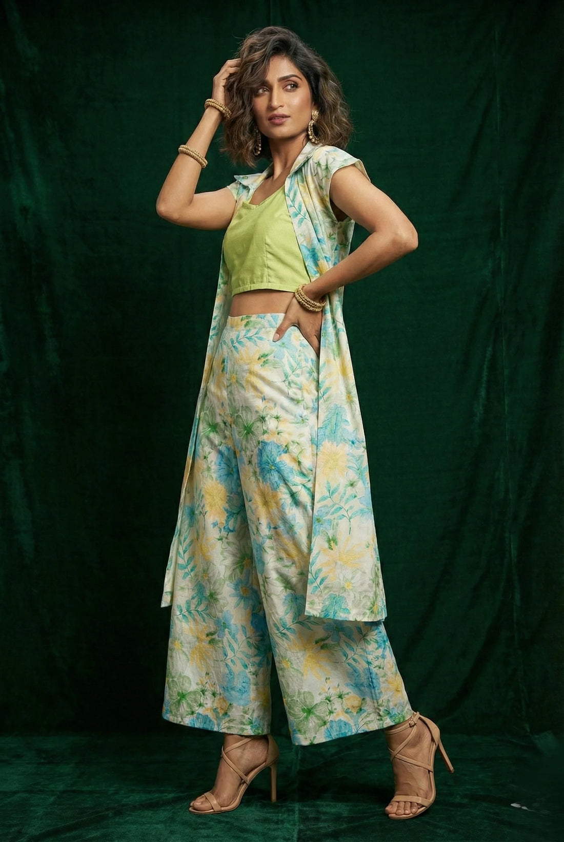 Pale Lime Floral Co-ord Set - 52586C