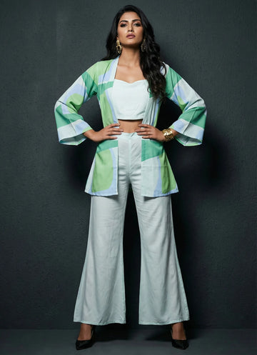 Powder Blue Abstract Co-ord Set - 52590C