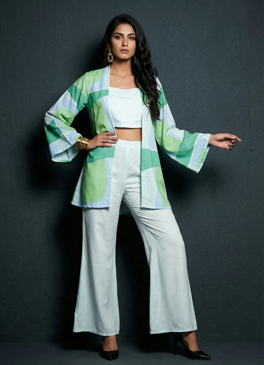 Powder Blue Abstract Co-ord Set - 52590C