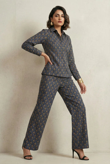 Seaworthy Blue Scale-Print Co-ord Set