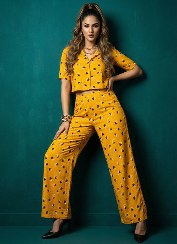 Glam Yellow Floral Print Cord-Set