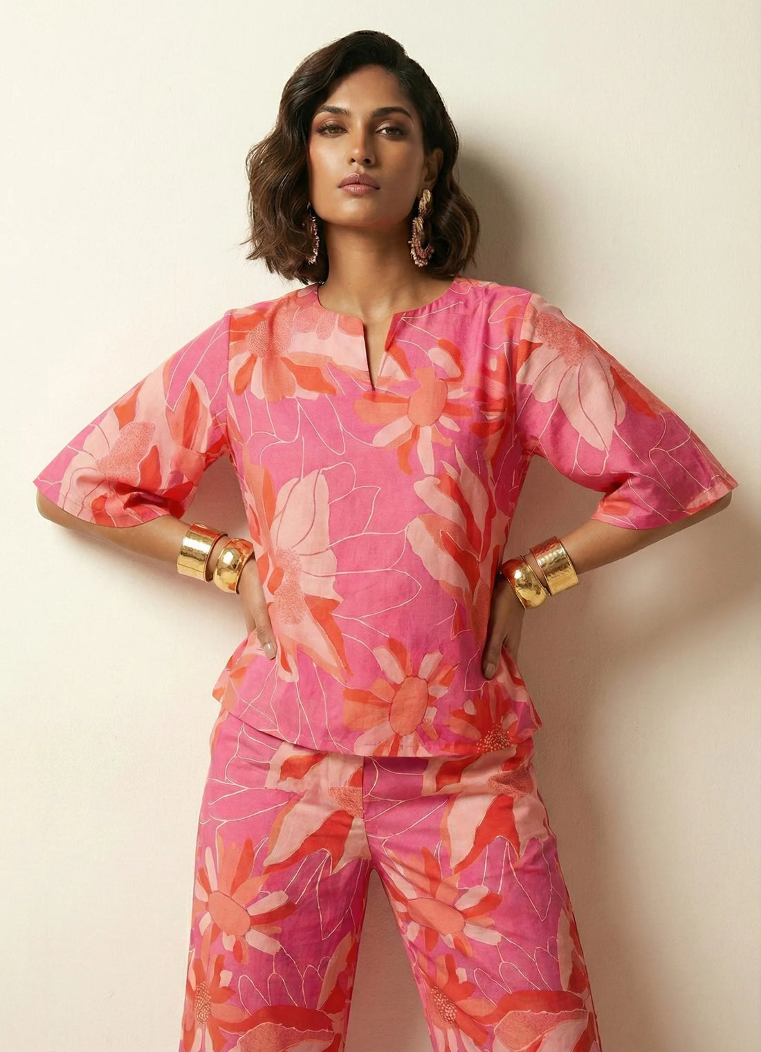 Glam Yellow Blossom Co-Ord Set- 52637C