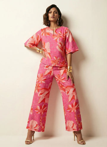 Glam Yellow Blossom Co-Ord Set- 52637C