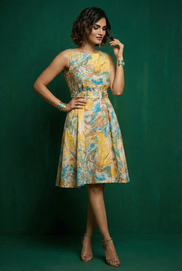 Wave Rider Boat Neck Dress- 52649D