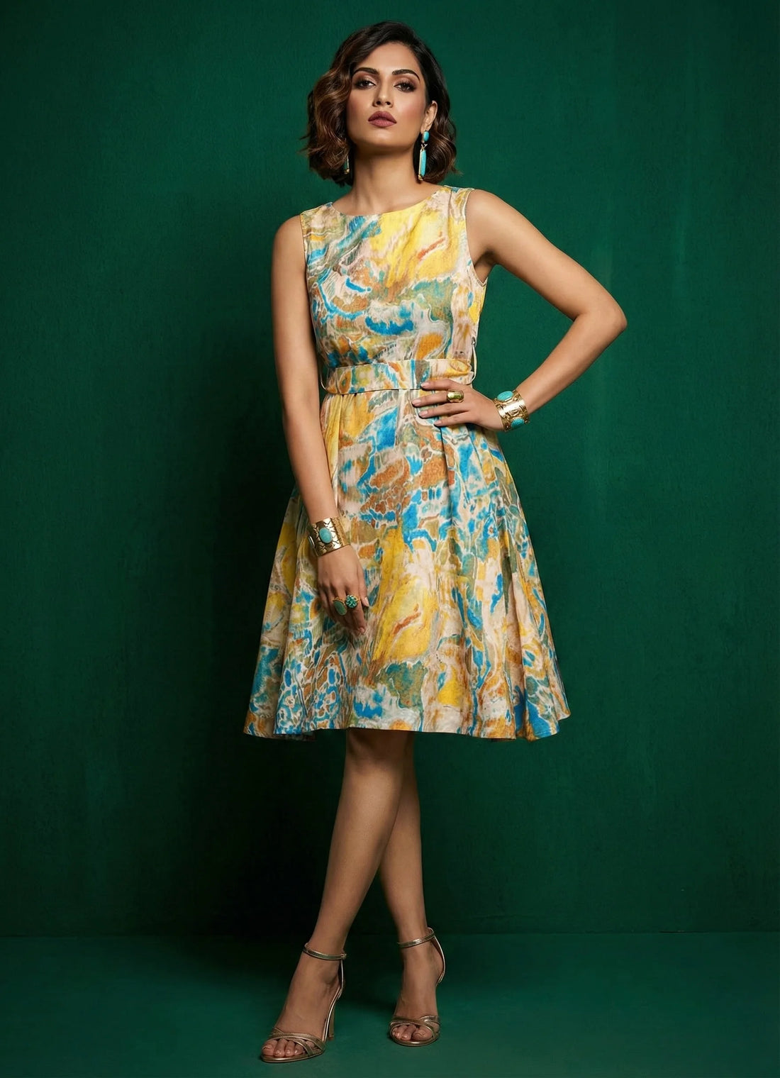 Wave Rider Boat Neck Dress- 52649D