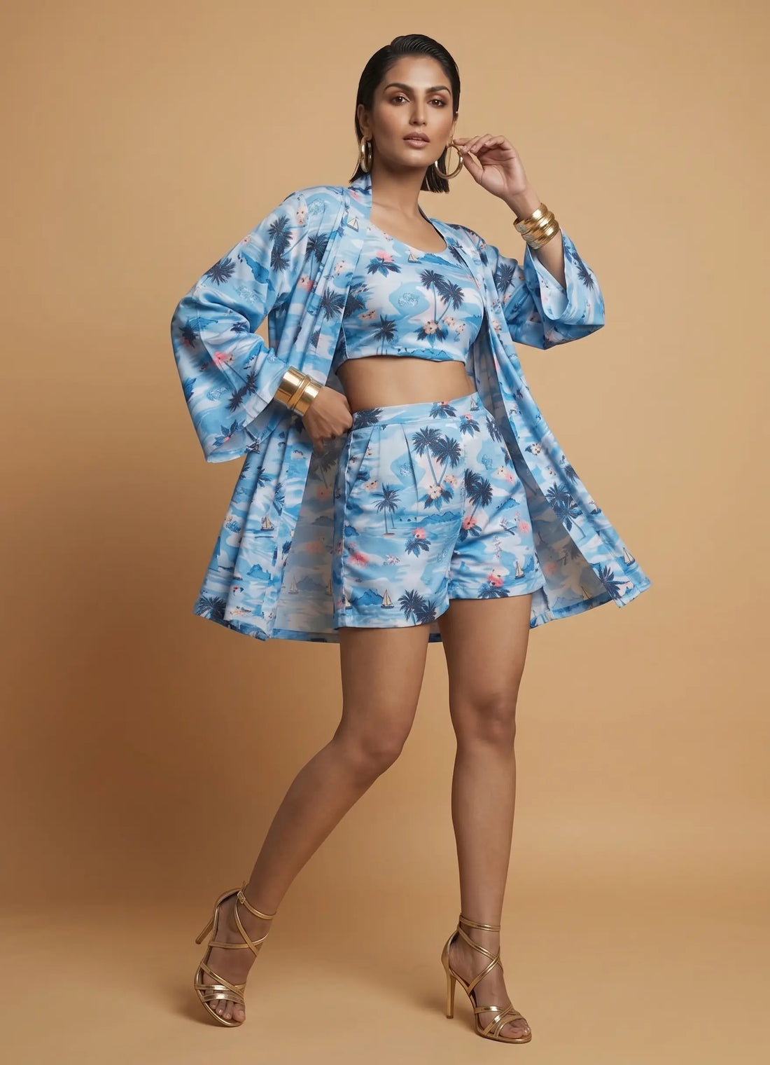 Beach Print Shrug Set