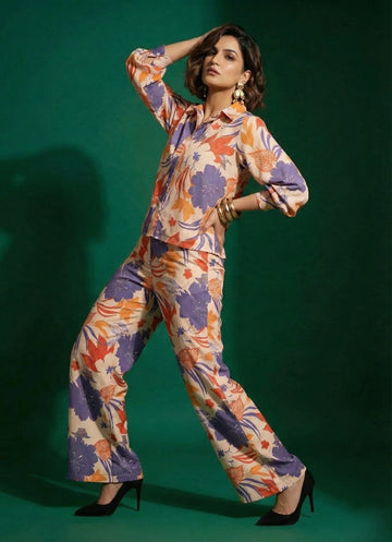 Almond Floral Palazzo Set- 52652C