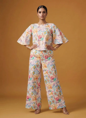 Ivory Floral Cap Sleeve Set