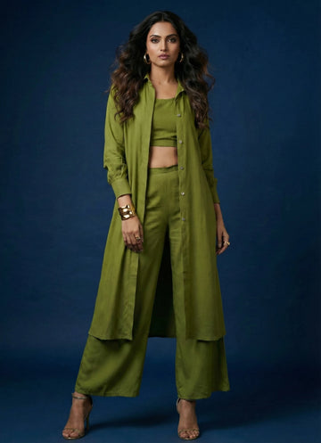 Olive Green Three-Piece Co-ord Set- 52659C