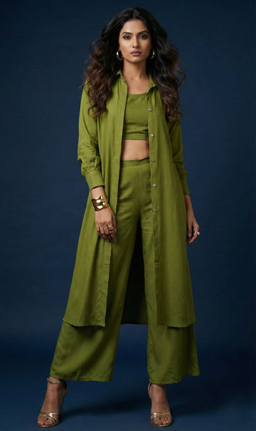 Olive Green Three-Piece Co-ord Set- 52659C