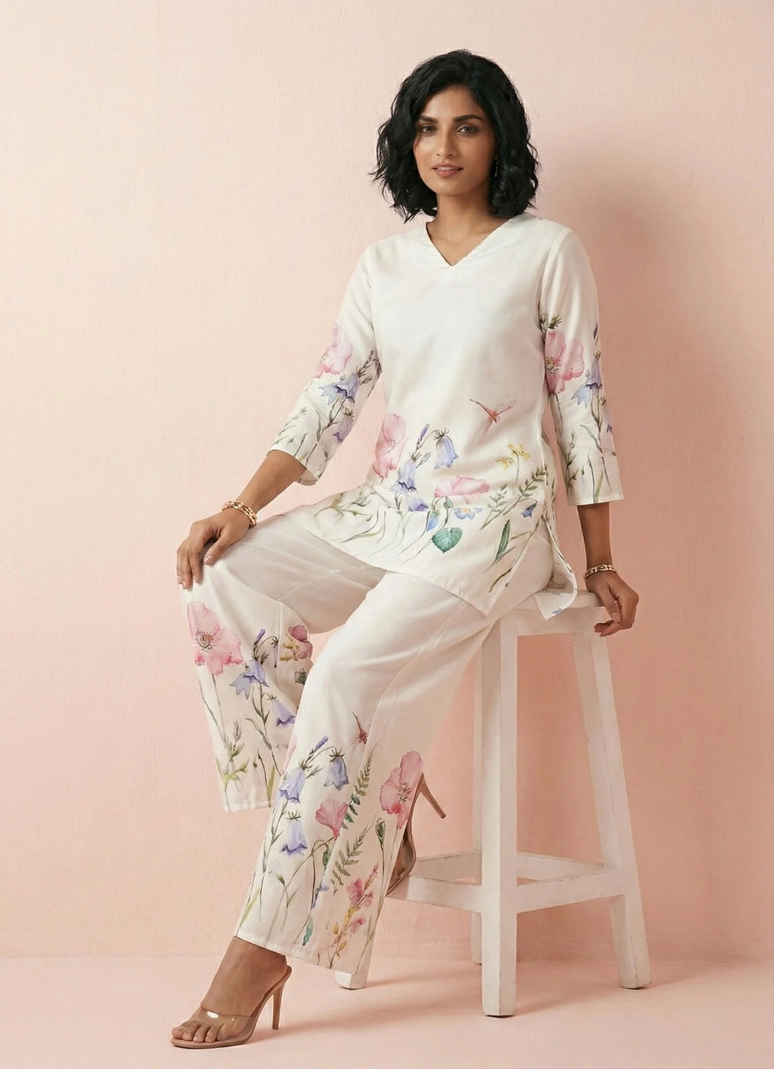 Snow White Floral Placement cord set- 52664C