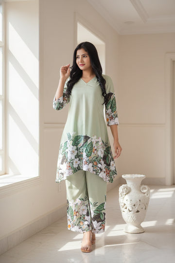 Mint Green Floral Placement Cord set- 52665C