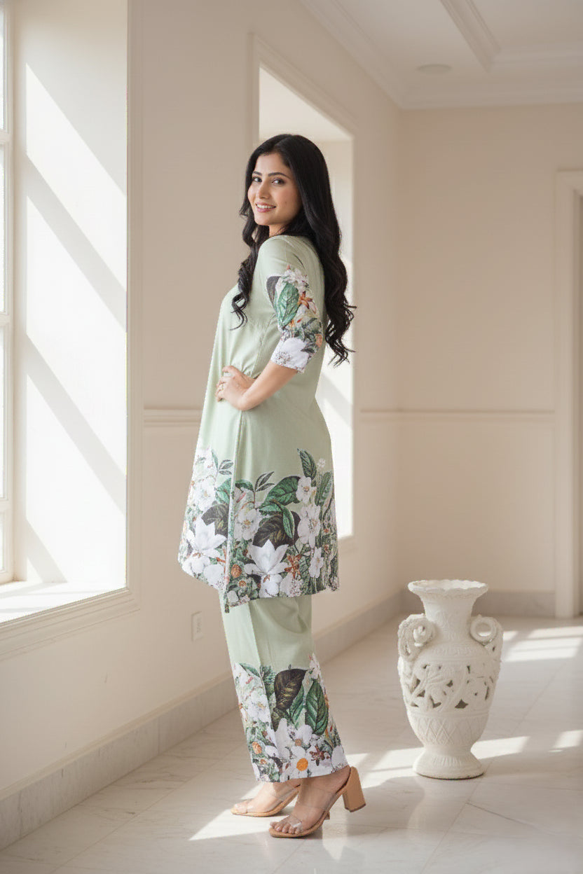 Mint Green Floral Placement Cord set- 52665C