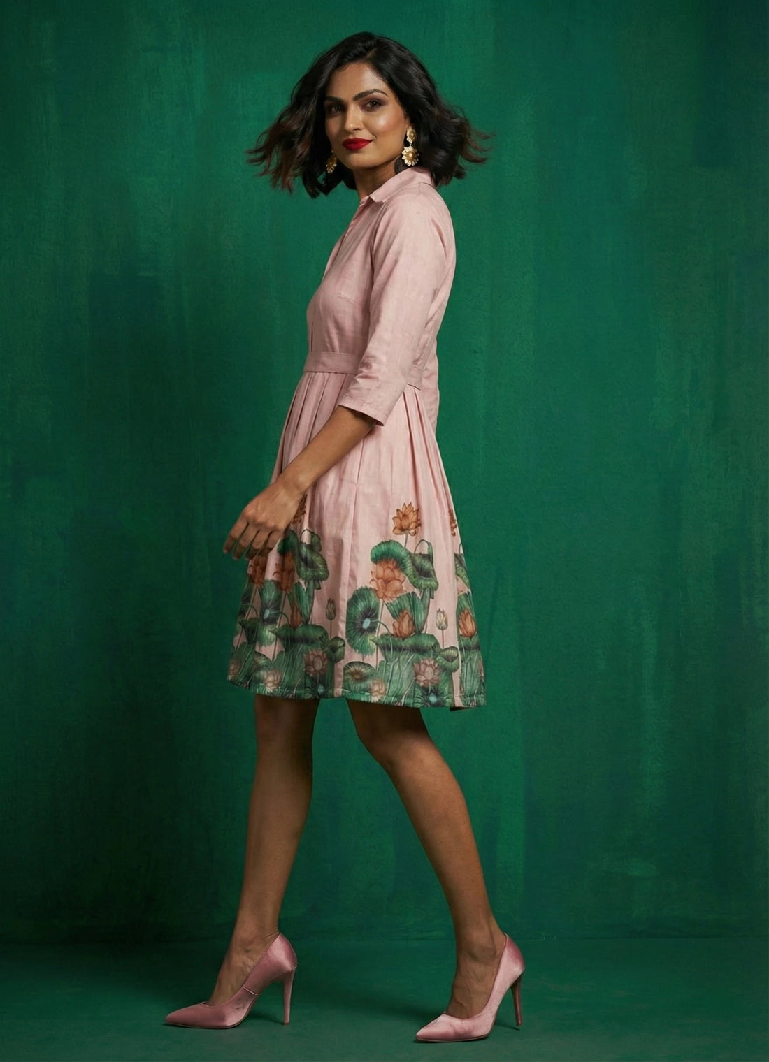 Pestle Pink Sleeveless Box Pleat Dress- 52669D