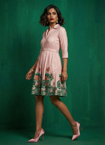 Pestle Pink Sleeveless Box Pleat Dress- 52669D