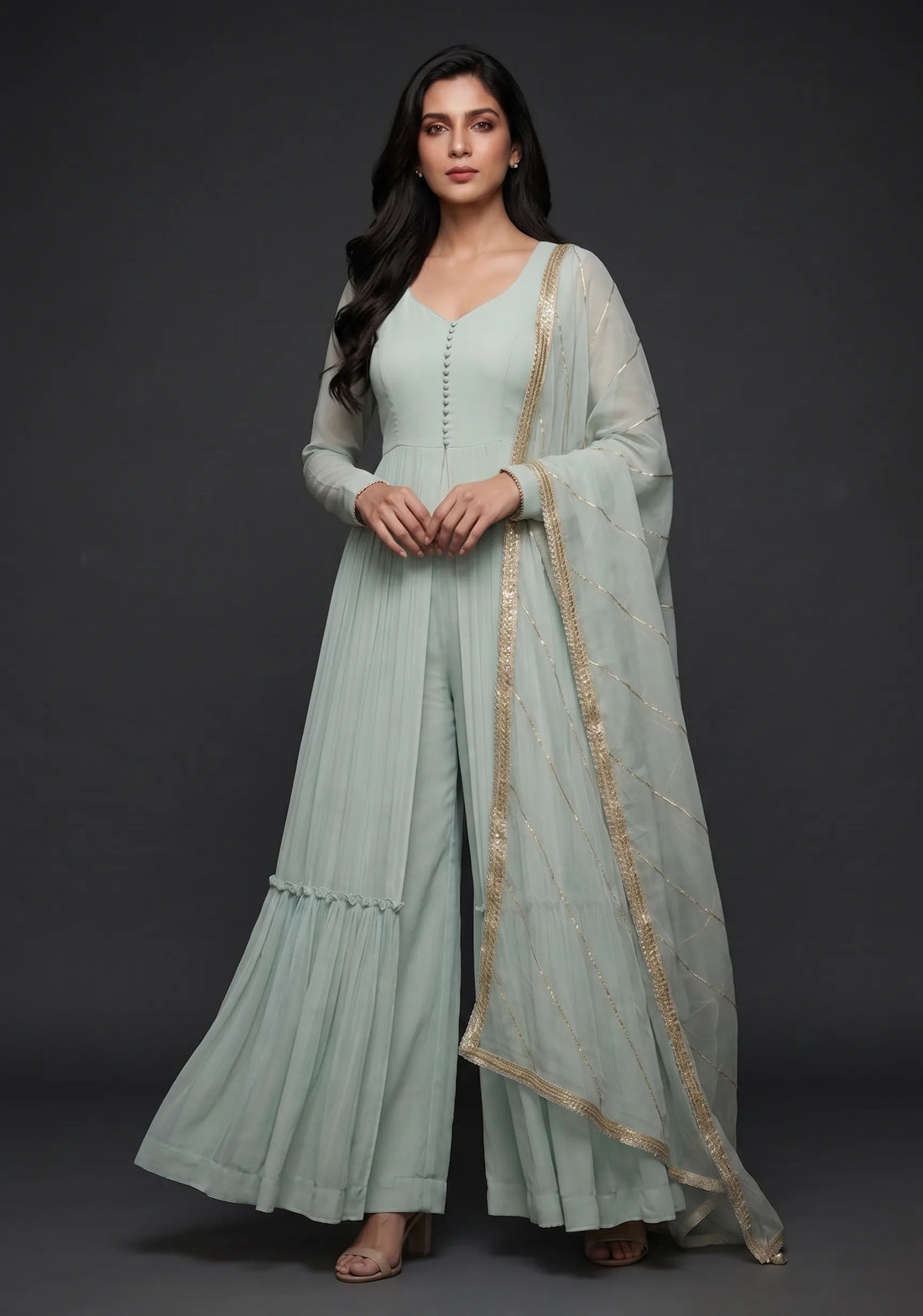 Elara Mint Anarkali Set