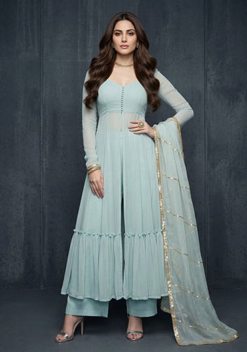 Sky Blue Sweetheart Anarkali Set