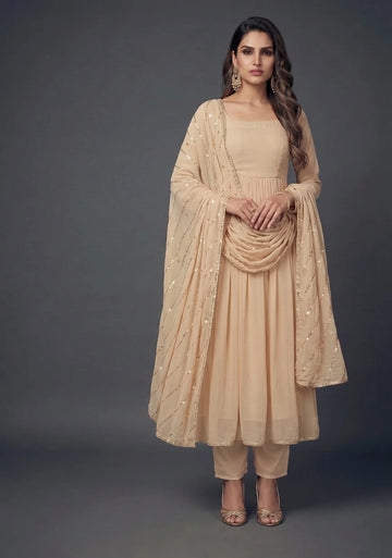 Beige Elegance Anarkali Set