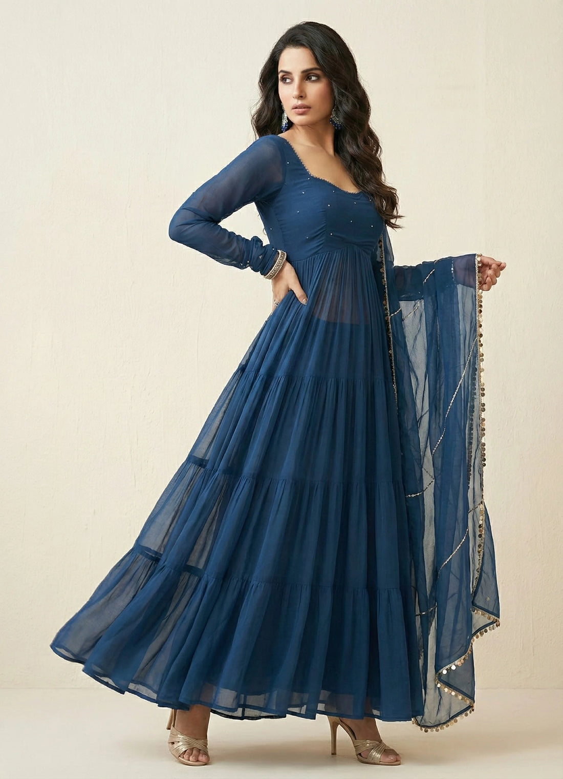 Cobalt Charm Anarkali Set- 52681KS