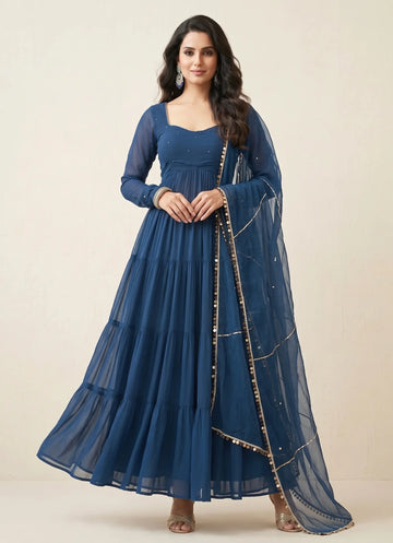 Navya Navy Blue Anarkali Suit Set