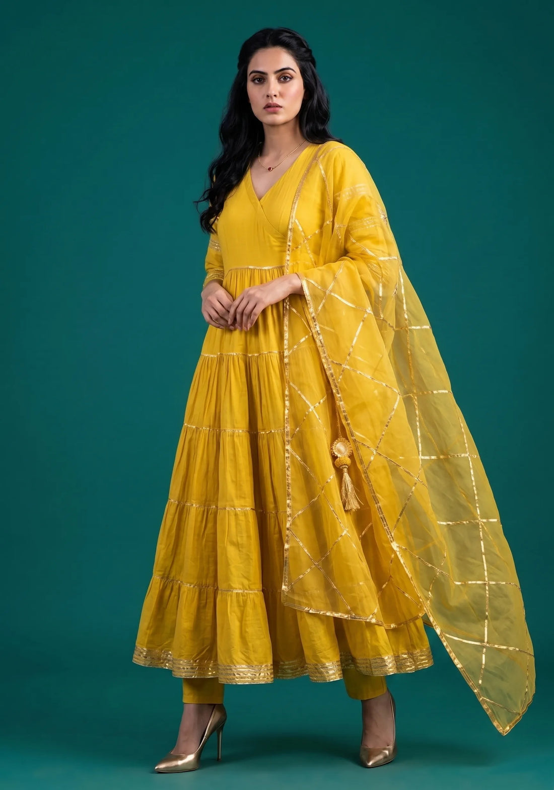 Golden Glow Georgette Anarkali Set