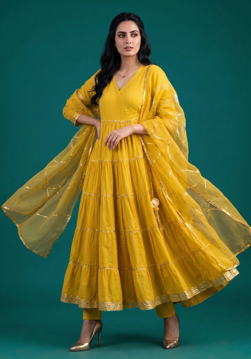 Golden Glow Georgette Anarkali Set