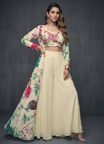 Ivory Bloom Flared Jacket Set