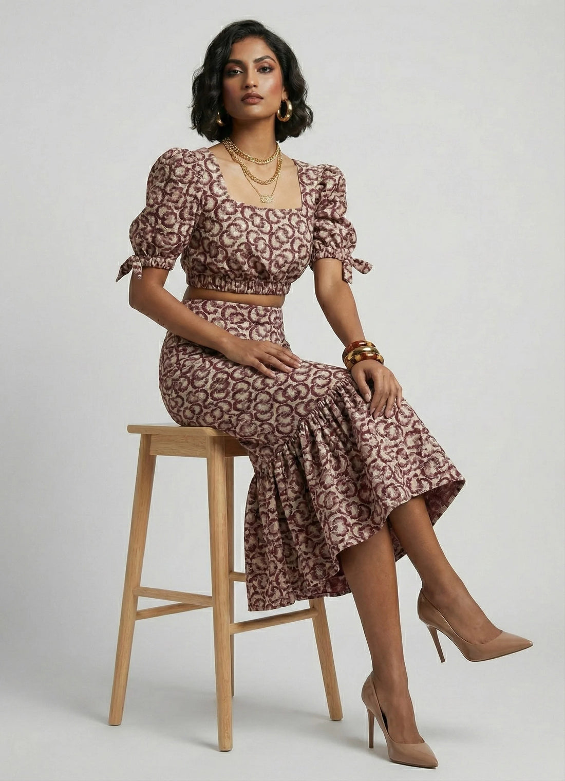 Coral Charm Chain Print Co-ord Set - 52689C