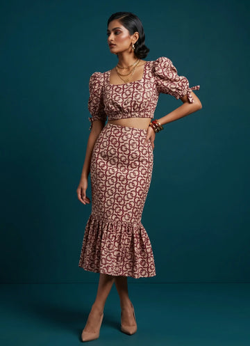 Coral Charm Print Co-ord Set