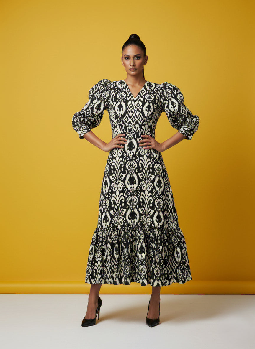 Geometric Grace Black Dress - 52690D