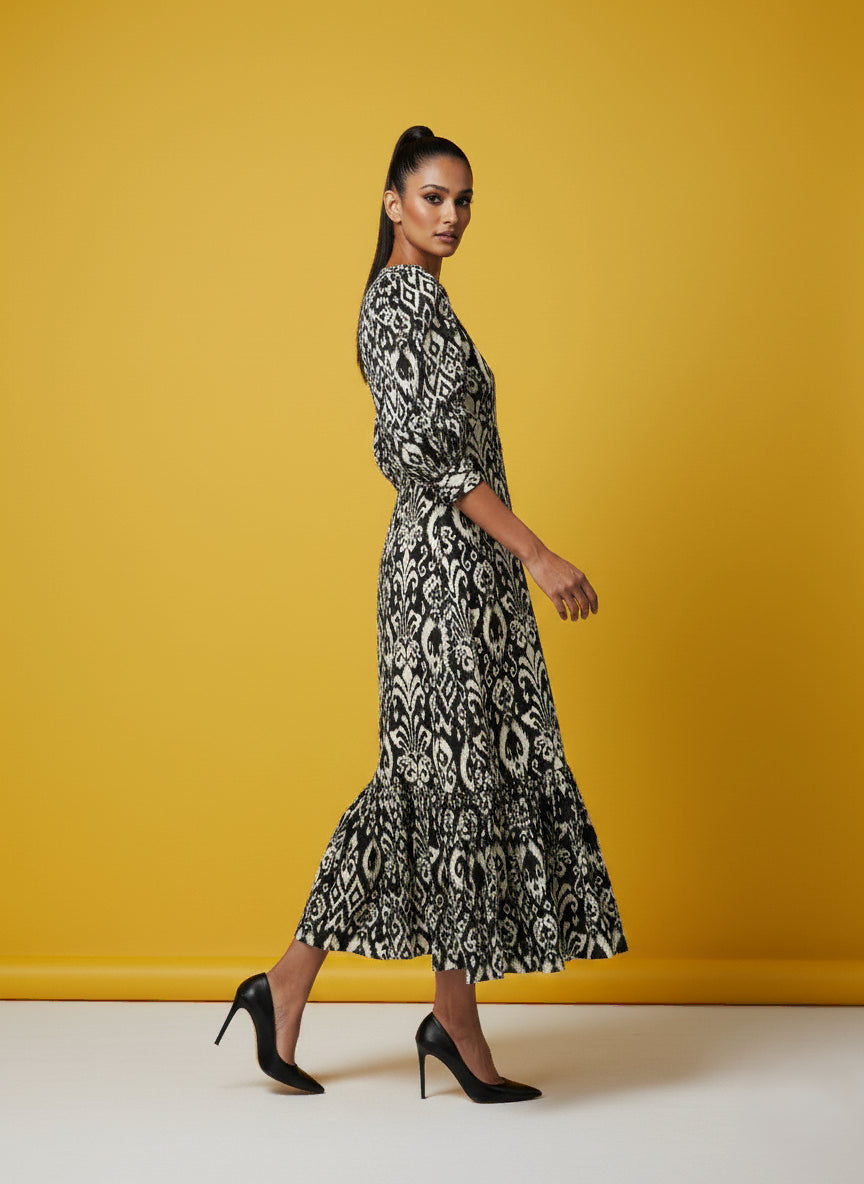 Geometric Grace Black Dress - 52690D