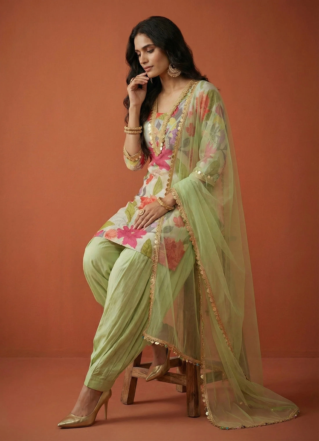 Spring Blossom Kurti & Pant Set- 52697KS