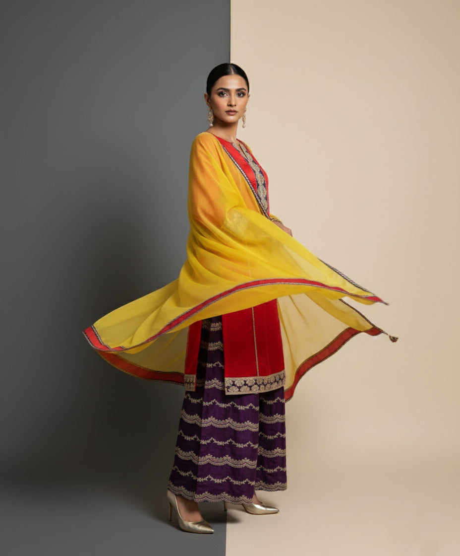 Crimson Grace Kurti & Royal Violet Palazzo Ensemble - 52710KS