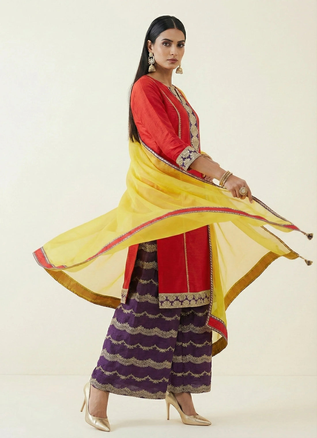 Crimson Grace Kurti & Royal Violet Palazzo Ensemble - 52710KS