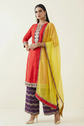 Crimson Grace Kurti & Royal Violet Palazzo Ensemble - 52710KS